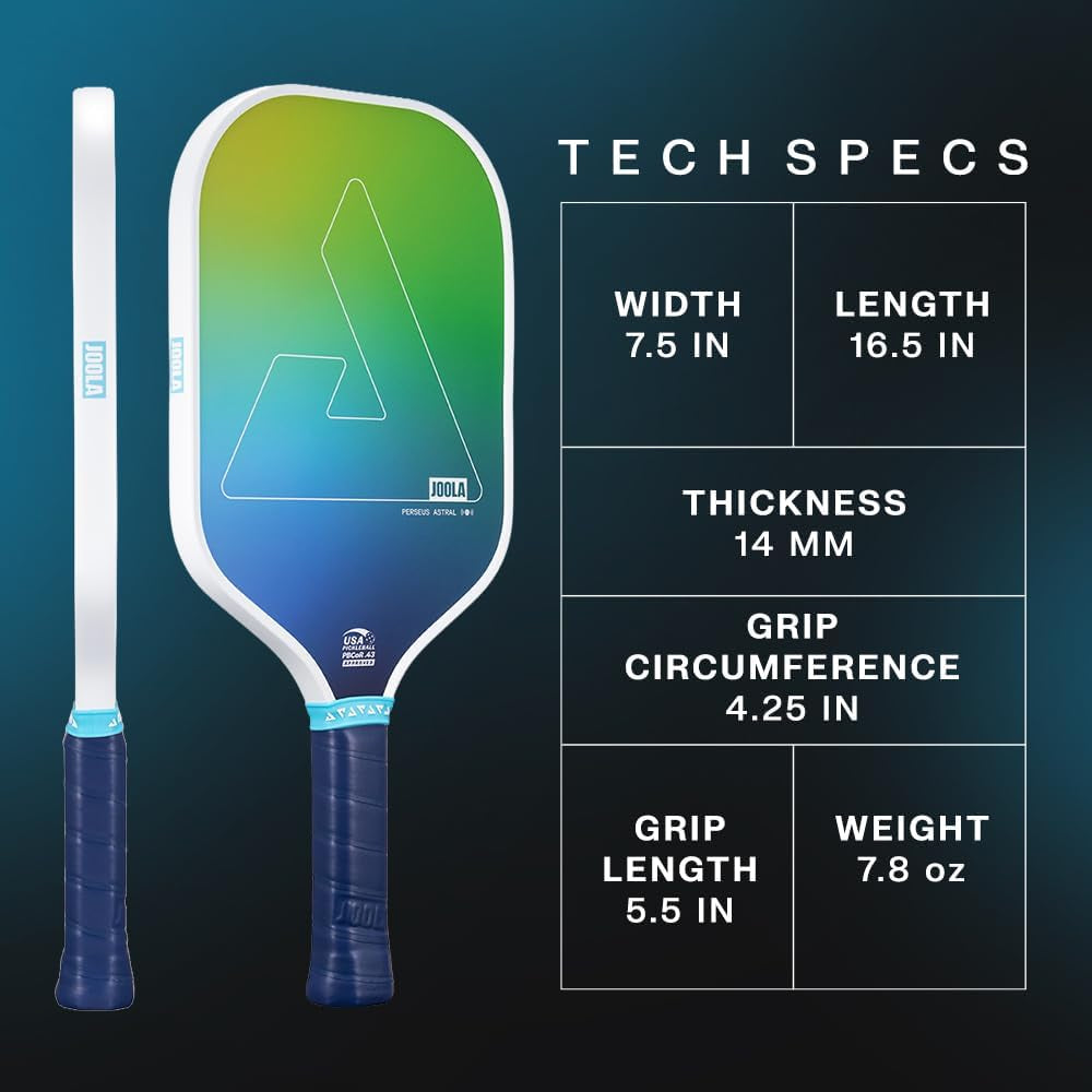 JOOLA Perseus Astral Pickleball Paddles Set of 2 - Includes: 2 Pickleball Paddles, 4 Balls & Sling Bag - Cold Press Carbon Surface - Lightweight, Beginner Friendly - USAP Approved - NFC Enabled