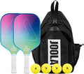 JOOLA Perseus Aurora Pickleball Paddles Set of 2 - Includes: 2 Pickleball Paddles, 4 Balls & Sling Bag - Cold Press Carbon Surface - Lightweight, Beginner Friendly - USAP Approved - NFC Enabled