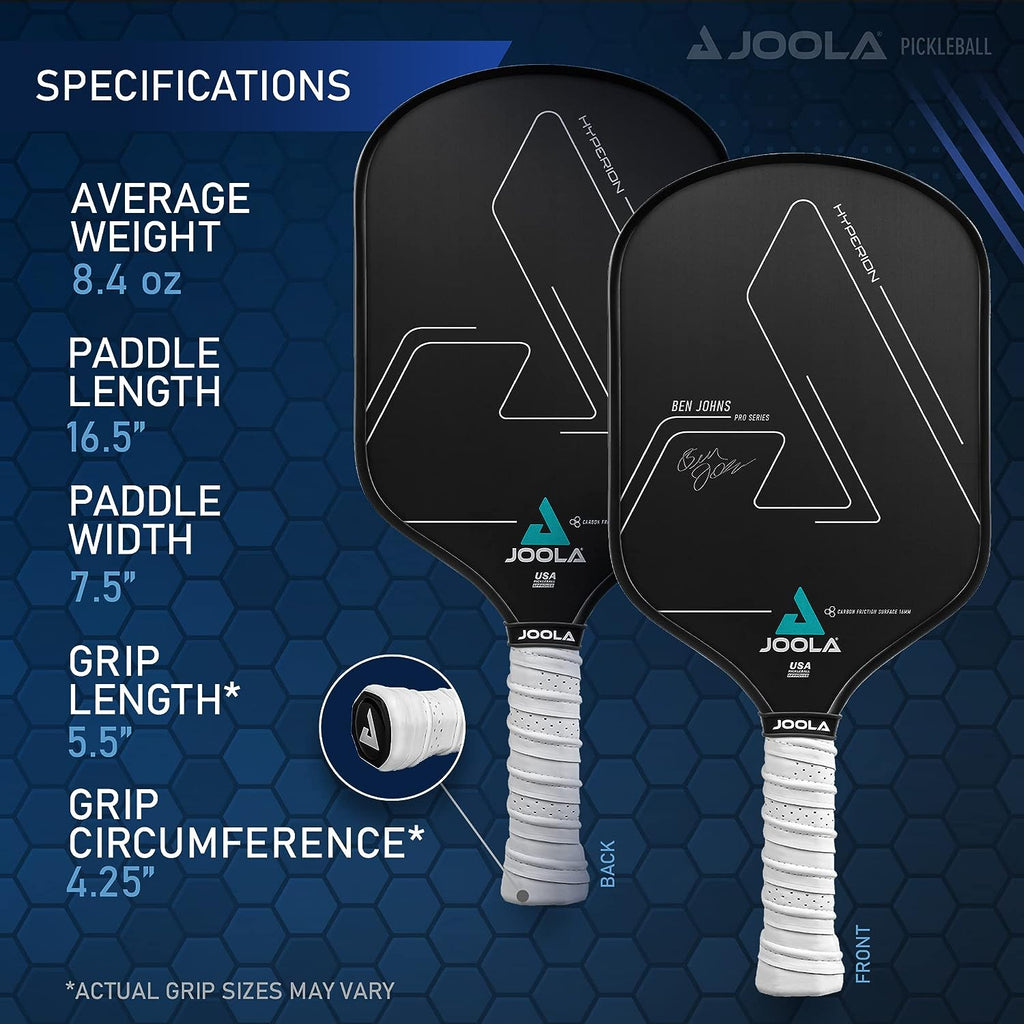 JOOLA Ben Johns Hyperion CFS Pickleball Paddle – Carbon Surface with High Grit & Spin, Elongated Handle, USAPA Approved Ben Johns Paddle