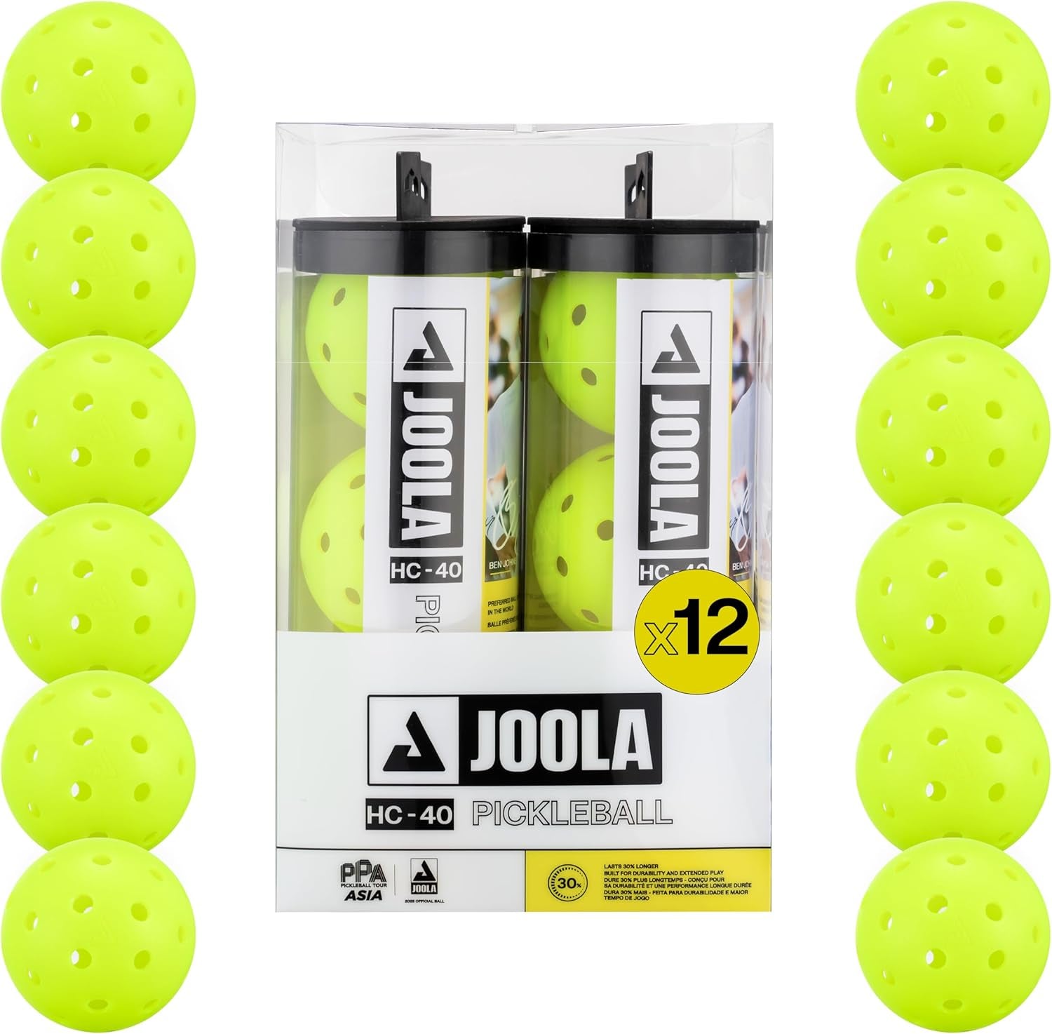 HC-40 Hardcourt Pickleball Balls with Storage Tube - USAP Approved Balls for Tournament Play - Durable Pickleballs for Indoor Play & Outdoor Courts