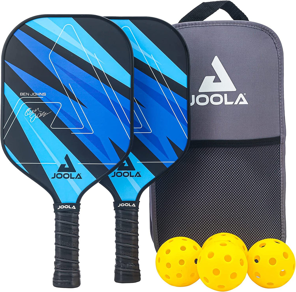 Ben Johns Pickleball Set - Made with Reinforced Fiberglass and Honeycomb Polypropylene - Includes 2 Paddles, 4 Balls, and  Pickleball Bag