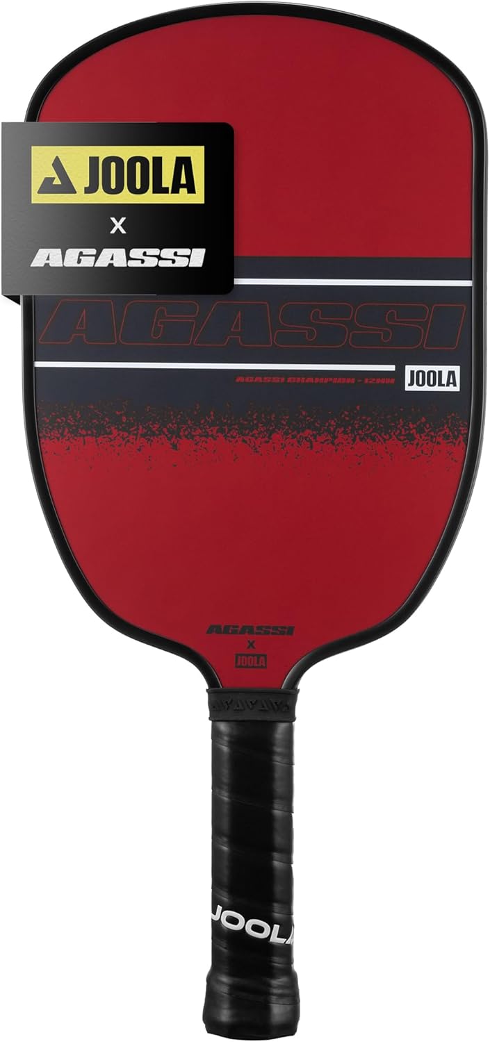 JOOLA Agassi GRAF Champion 12Mm Pickleball Paddle - Sandblasted Pickleball Racket Increases Spin & Control - Agassi Shape with Extended Sweet Spot - UPA-A Certified - USAP Approved - NFC Chip Enabled