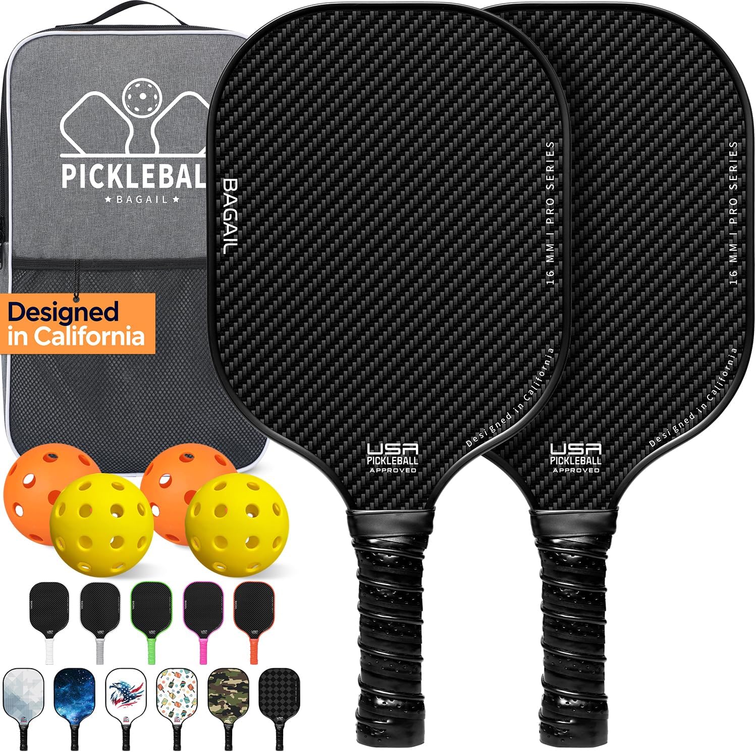 Basecamp fiberglass pickleball paddle duo set with balls and bag