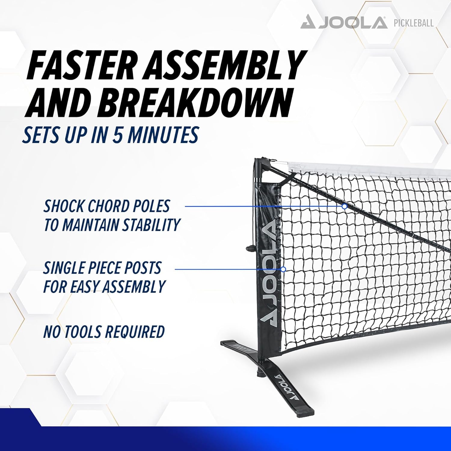 JOOLA Symmetry Portable Pickleball Net - Regulation Size Indoor & Outdoor Net - Easily Set up Your Pickleball Court, 3 Minute Assembly - Tension Lock System for Height Accuracy - 22Ft Length