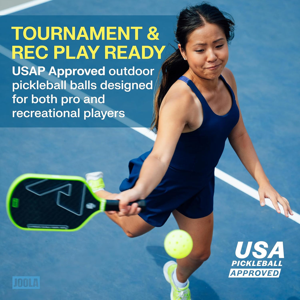HC-40 Hardcourt Pickleball Balls with Storage Tube - USAP Approved Balls for Tournament Play - Durable Pickleballs for Indoor Play & Outdoor Courts