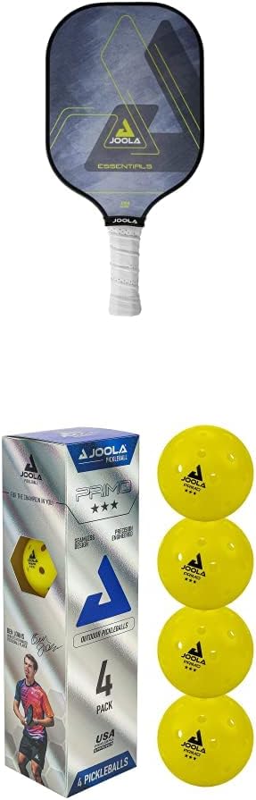 Essentials Performance Pickleball Paddle +  Primo Pickleball Balls - 4 Pack