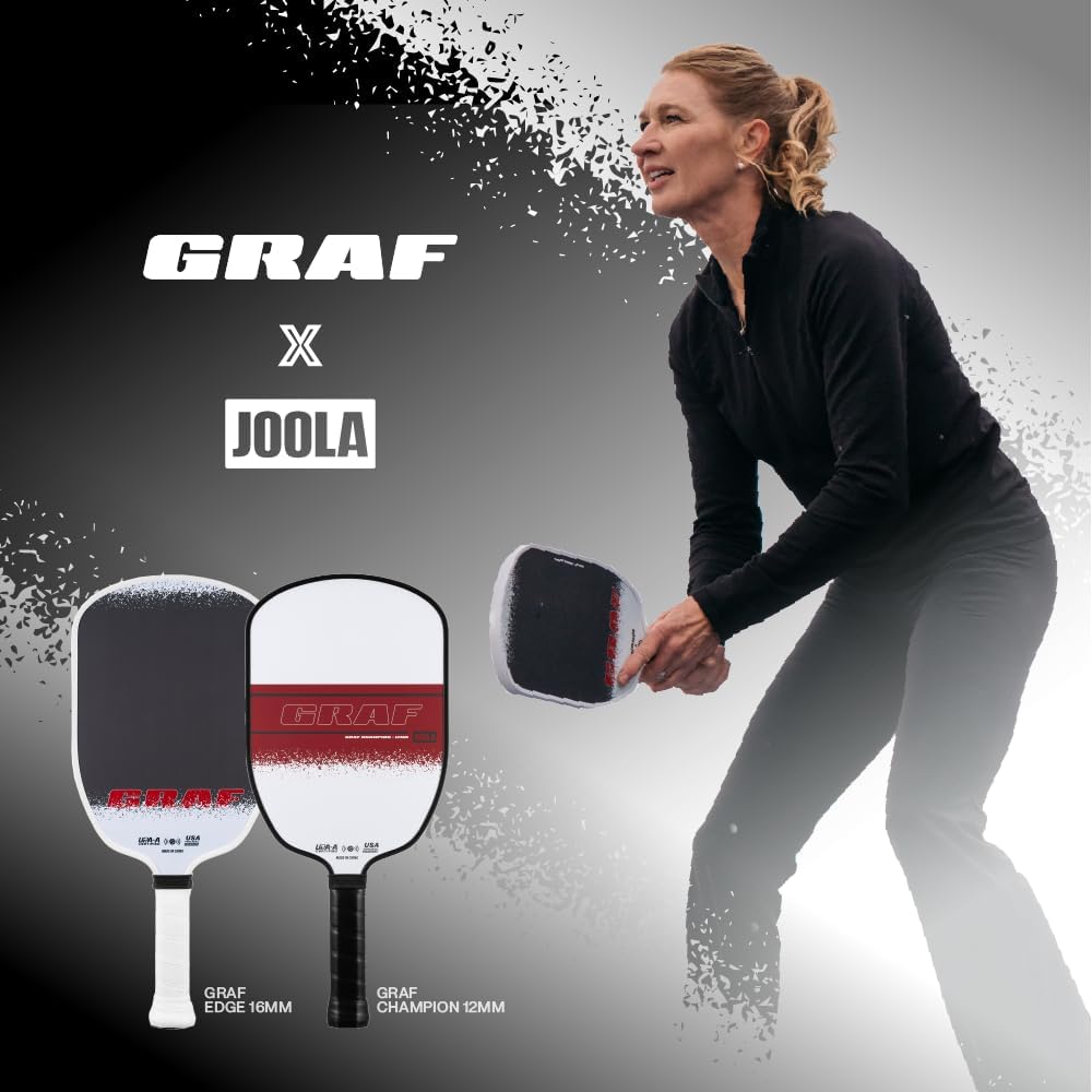 JOOLA Agassi GRAF Champion 12Mm Pickleball Paddle - Sandblasted Pickleball Racket Increases Spin & Control - Agassi Shape with Extended Sweet Spot - UPA-A Certified - USAP Approved - NFC Chip Enabled