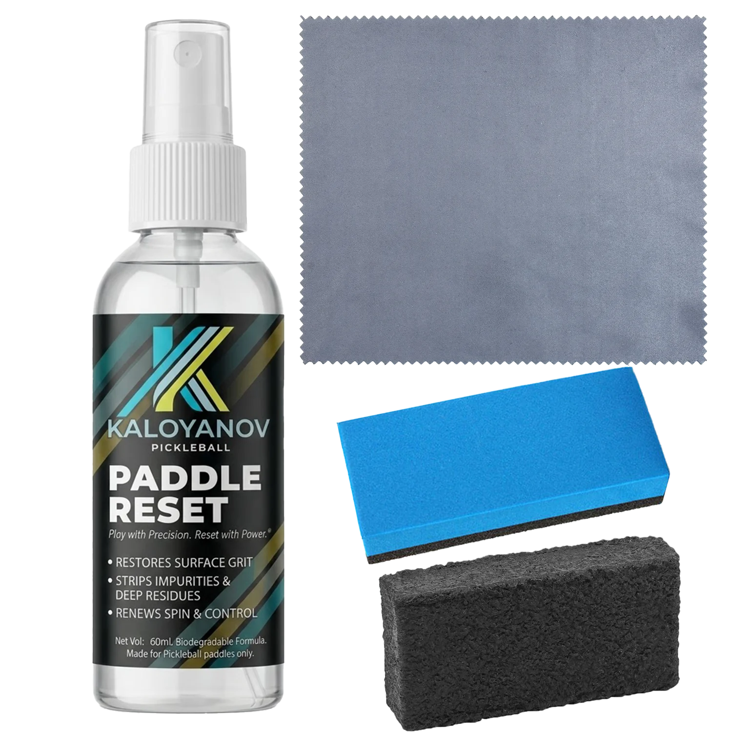 Basecamp 4-in-1 pickleball paddle cleaning kit on white background