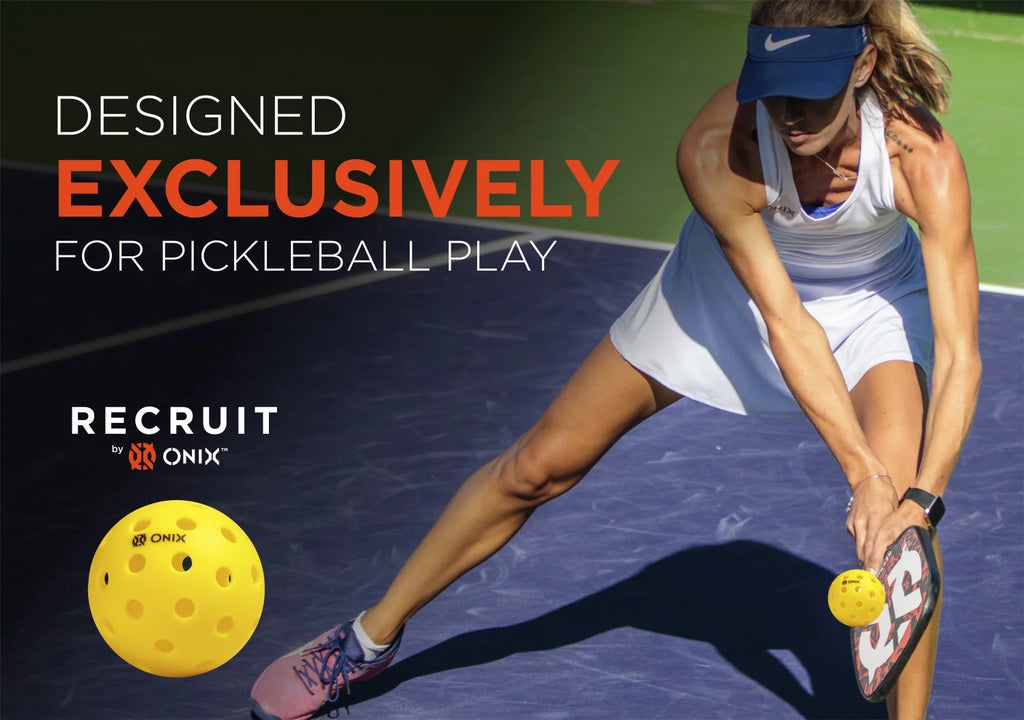 Recruit by  Pickleball Pure Outdoor Balls (Yellow, 3-Pack), 2.5 Lb