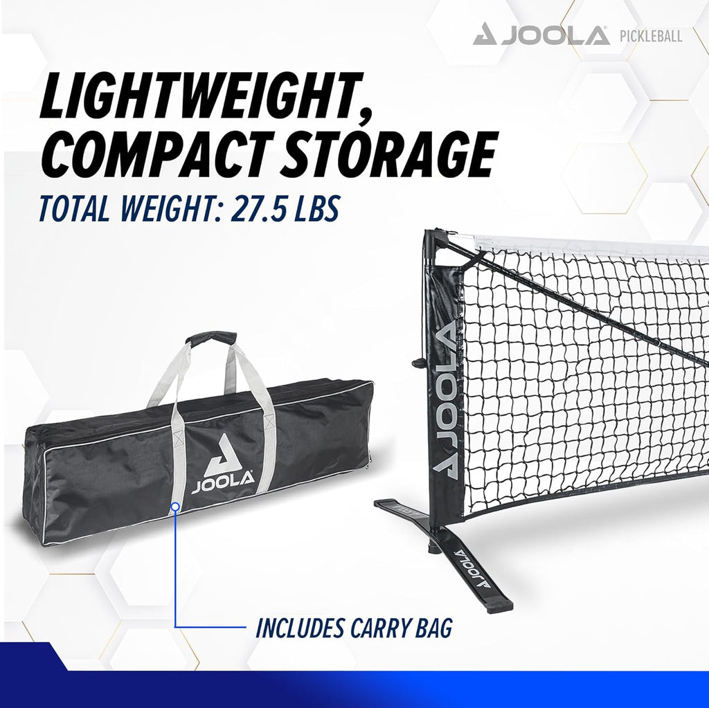 JOOLA Symmetry Portable Pickleball Net - Regulation Size Indoor & Outdoor Net - Easily Set up Your Pickleball Court, 3 Minute Assembly - Tension Lock System for Height Accuracy - 22Ft Length