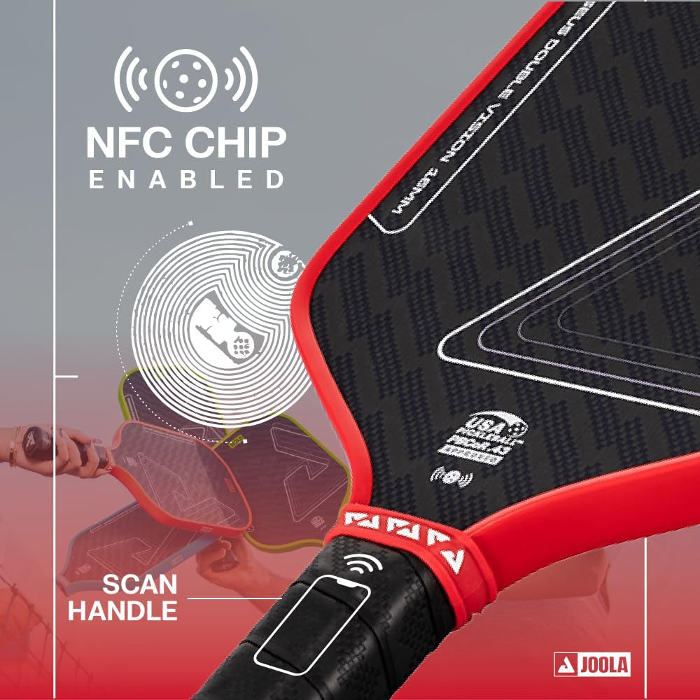 JOOLA Double Vision 16Mm Pickleball Paddle - Signature and Standard Shape - Aramid Surface for Softer Responsive Touch - SK Film for Reduce Vibration - USAP Approved - NFC Chip Enabled