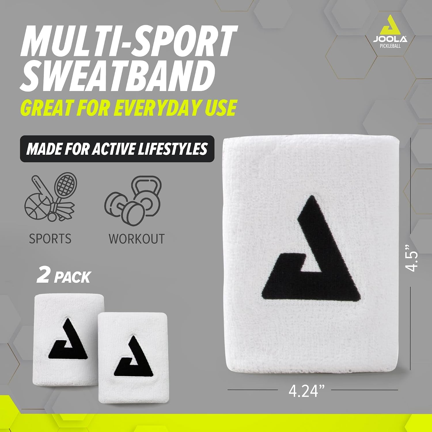 Trinity Wristband 2 Pack – White Wrist Bands with Moisture Wicking Performance Material – 4 Inch Elastic Sweatband for Wrists – Table Tennis & Pickleball Accessory